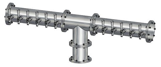 12 TAP BRUSHED SS 6" Dia. EAGLE "T" TOWER GLYCOL COOLED