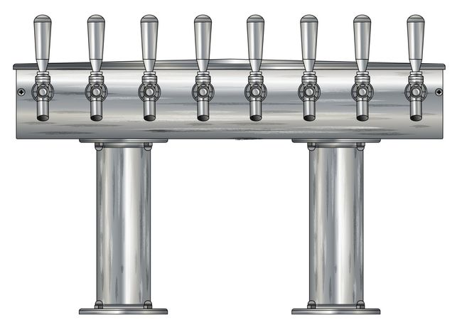 8 TAP BRUSHED SS[3"D]12"CTR DBL PED T-TOWER AIR COOLED