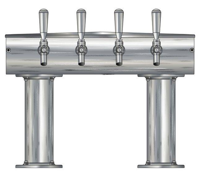 4 TAP BRUSHED SS[3"D]13"CTR DBL PED T-TOWER AIR COOLED