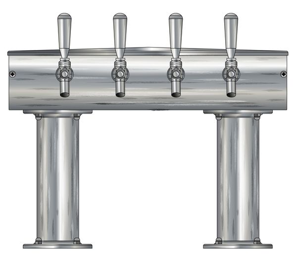 4 TAP BRUSHED SS[3"D]13"CTR DBL PED T-TOWER AIR COOLED