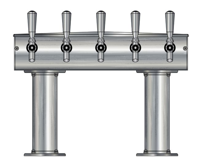 5 TAP BRUSHED SS[3"D]13"CTR DBL PED T-TOWER AIR COOLED