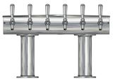 6 TAP BRUSHED SS[3"D]13"CTR DBL PED T-TOWER AIR COOLED
