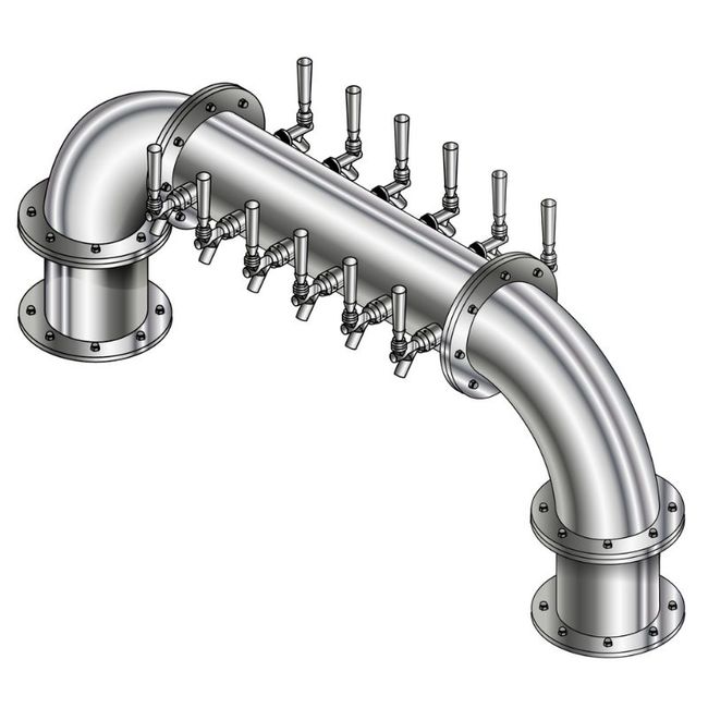 12 TAP POLISHED SS 6"Dia.(6+6)DBL SERV GOLDEN GATE TOWER CLD