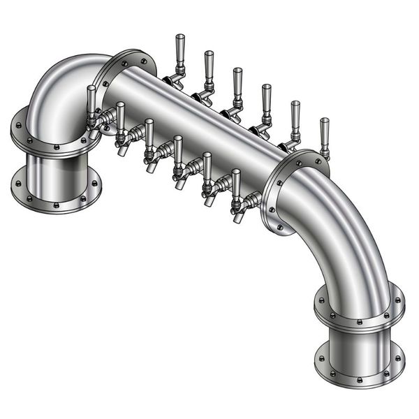 12 TAP POLISHED SS 6"Dia.(6+6)DBL SERV GOLDEN GATE TOWER CLD