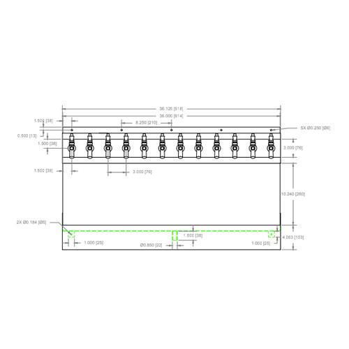 12 TAP BRUSHED SS 36" SPRAY KRONOS GLYCOL COOLED