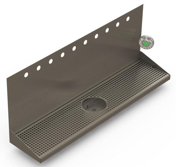 10H(4"OC)40" BRUSHED SS WALL MT SPRAY DRIP TRAY-17"H