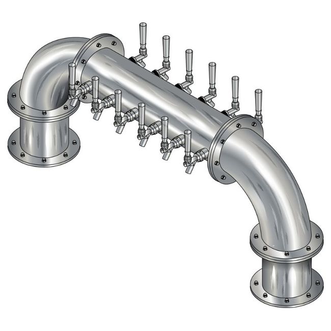 12 TAP BRUSHED SS 6" Dia.(6+6)DBL SERV GOLDEN GATE TOWER CLD