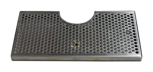 15" x 7-1/2"(4-1/2"c/o) BRUSHED SS DRIP TRAY-NO DRAIN
