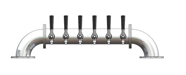 6 TAP 3" DIA. POLISHED SS LOW BRIDGE TOWER AIR COOLED