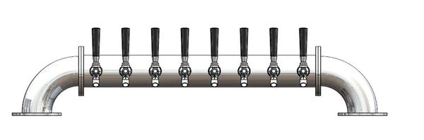 8 TAP POLISHED SS LOW BRIDGE TOWER GLYCOL COOLED