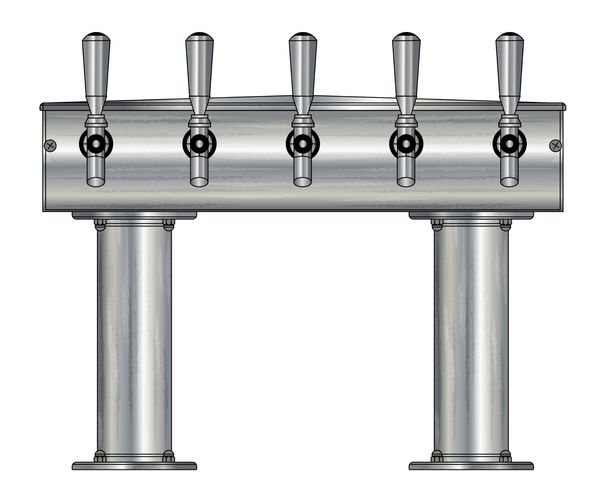 5 TAP BRUSHED SS[3"D]12"CTR DBL PED T-TOWER AIR COOLED