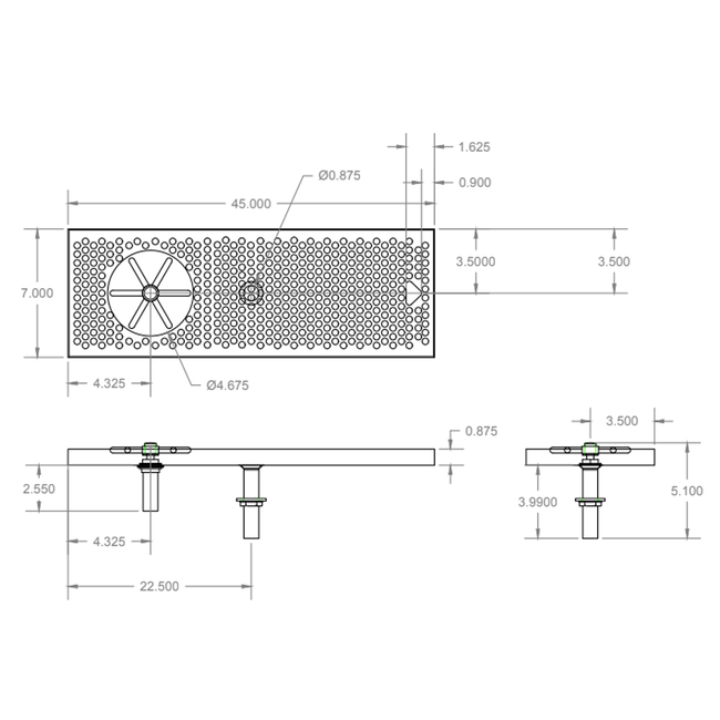 45" x 7" BRUSHED SS SPRAY DRIP TRAY