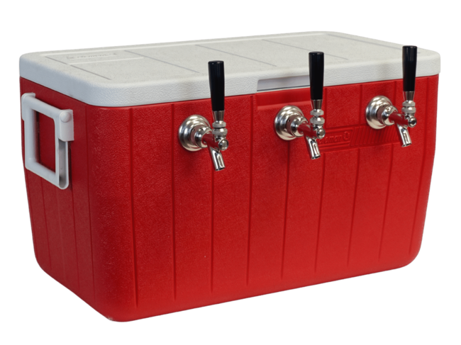 48qt PLASTIC JOCKEY BOX-3 TAP 50' SS COILS  with 304SS PARTS