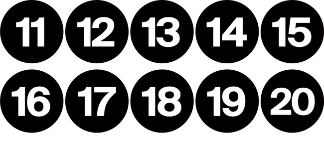 2" Dia. LAMINATED LINE NUMBER TAG (11-20)