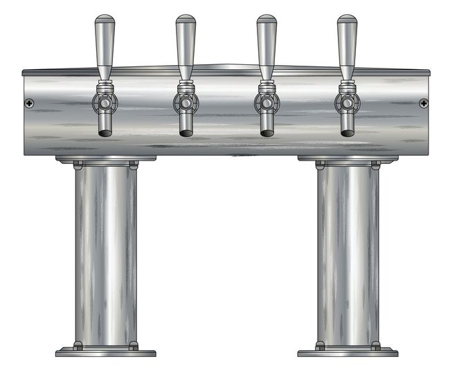 4 TAP BRUSHED SS[3"D]12"CTR DBL PED T-TOWER AIR COOLED