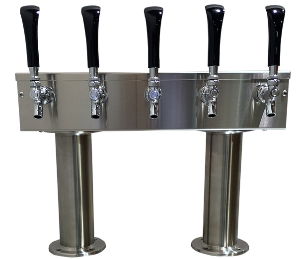 5 TAP BRUSHED SS[3"D]12"CTR DBL PED T-TOWER AIR COOLED