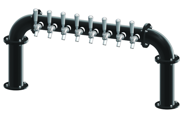 8 TAP(3"OC) MATTE BLACK BRIDGE TOWER GLYCOL COOLED