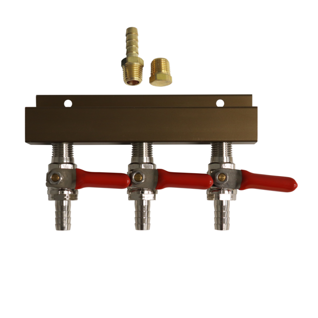 3 WAY GAS DISTRIBUTOR-3/8" BARB INLET