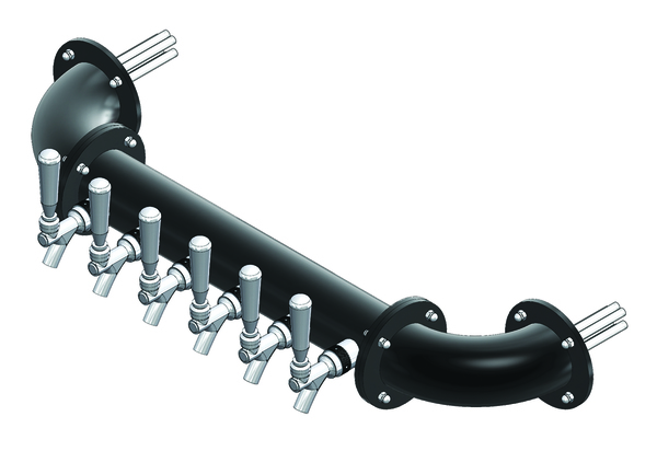 6 TAP(3"OC) MATTE BLACK WALL MT. RAIL TOWER AIR COOLED