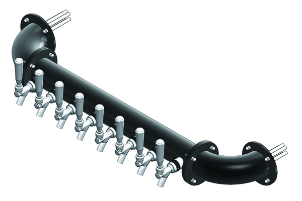 8 TAP(3"OC) MATTE BLACK WALL MT. RAIL TOWER AIR COOLED