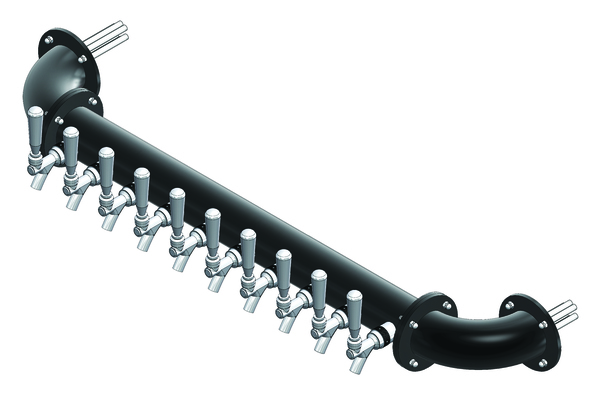 10 TAP(3"OC) MATTE BLACK WALL MT. RAIL TOWER AIR COOLED
