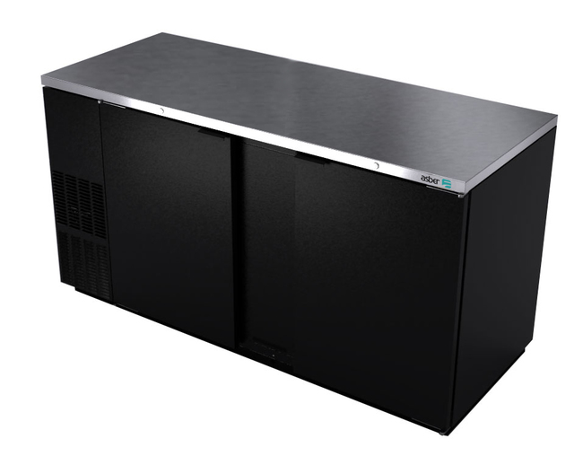ASBER 68" 2-DOOR BLACK BACK BAR