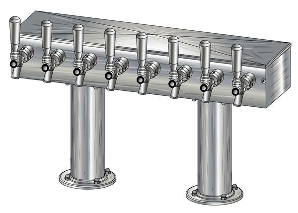 10 TAP BRUSHED SS[3"D]12"CTR DBL PED T-TOWER AIR COOLED