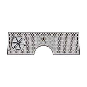 30" x 8"- 6" DIA CUT-OUT BRUSHED SS SPRAY DRIP TRAY