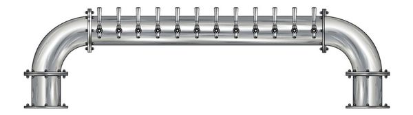 12 TAP BRUSHED SS 6" Dia. GOLDEN GATE "U" TOWER CLD