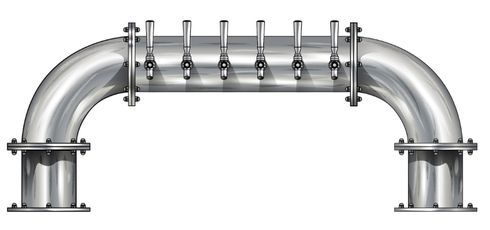 6 TAP BRUSHED SS 6" Dia. GOLDEN GATE "U" TOWER GLYCOL COOLED