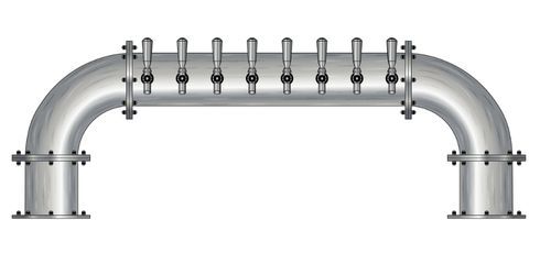 8 TAP BRUSHED SS 6" Dia. GOLDEN GATE "U" TOWER GLYCOL COOLED