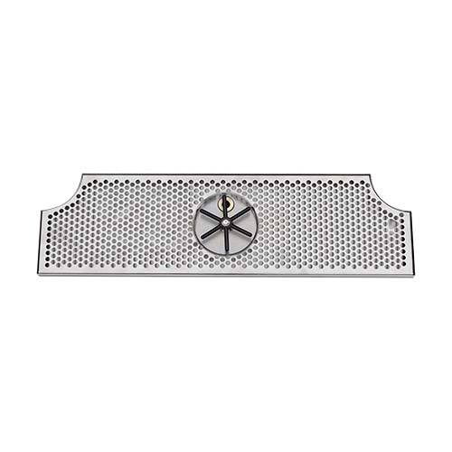 28" x 8"-2 x 6" DIA CUT-OUTS BRUSHED SS SPRAY DRIP TRAY