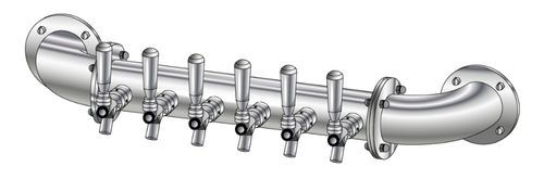 6 TAP POLISHED SS RAIL WALL MT TOWER CLD
