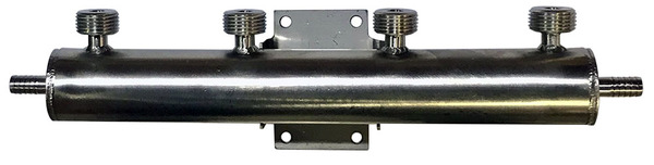 4T PT SS BEER MANIFOLD-2 x 3/8" BARB INLET/OUTLET