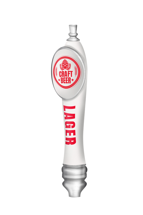 BR-2S 4CP VINYL WHT LG-PUB W/SHIELD (CHR) TAP HANDLE
