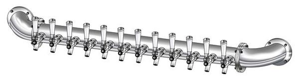 12 TAP POLISHED SS RAIL WALL MT TOWER CLD