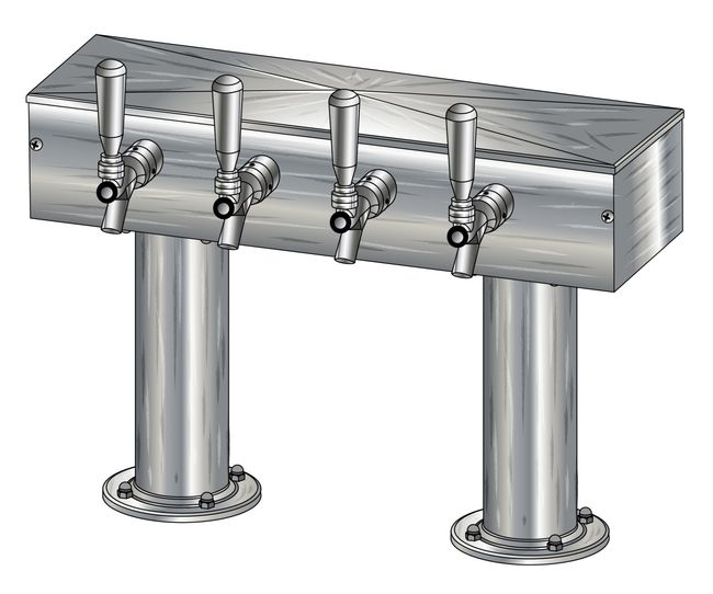 4 TAP BRUSHED SS[3"D]12"CTR DBL PED T-TOWER AIR COOLED