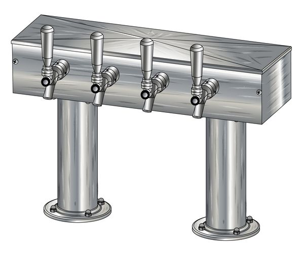 4 TAP BRUSHED SS[3"D]12"CTR DBL PED T-TOWER AIR COOLED