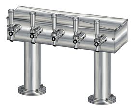 5 TAP BRUSHED SS[3"D]12"CTR DBL PED T-TOWER AIR COOLED