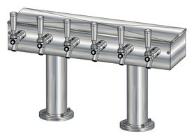 6 TAP BRUSHED SS[3"D]12"CTR DBL PED T-TOWER AIR COOLED