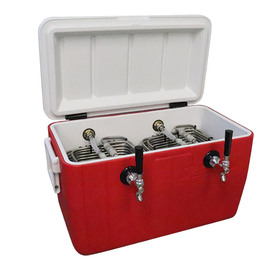 48qt PLASTIC JOCKEY BOX - 2 TAP 85' SS COILS all 304SS PARTS