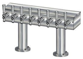 8 TAP BRUSHED SS[3"D]13"CTR DBL PED T-TOWER AIR COOLED