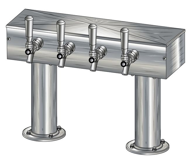 4 TAP BRUSHED SS[3"D]13"CTR DBL PED T-TOWER AIR COOLED