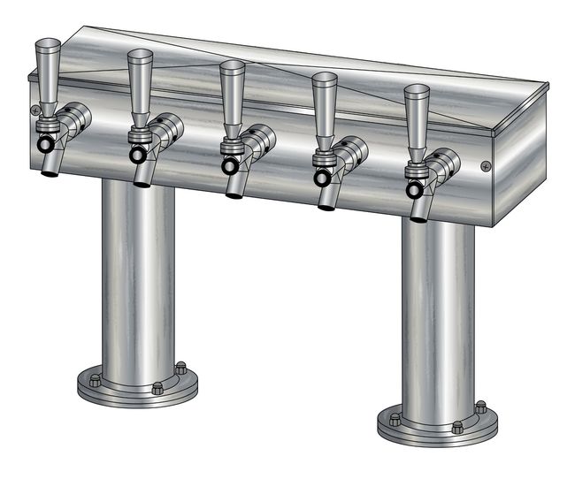 5 TAP BRUSHED SS[3"D]13"CTR DBL PED T-TOWER AIR COOLED