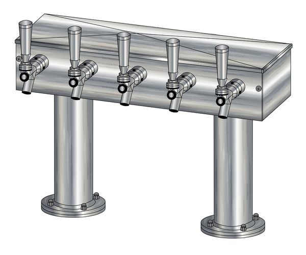 5 TAP BRUSHED SS[3"D]13"CTR DBL PED T-TOWER AIR COOLED